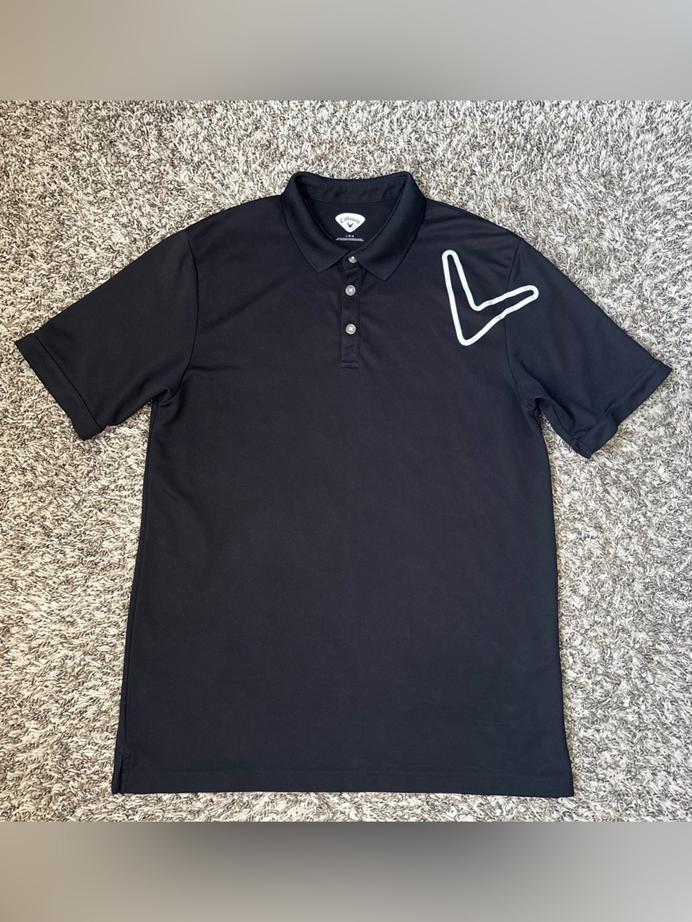 Callaway Men’s Black Solid Golf Polo Short Sleeve, Large